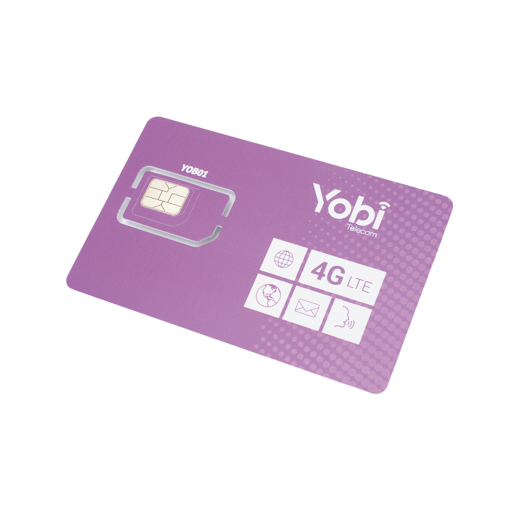 SIM Yobi para dispositivos móviles 3G/4G con recarga de 10GB cada mes durante 1 año de servicio (solo datos)