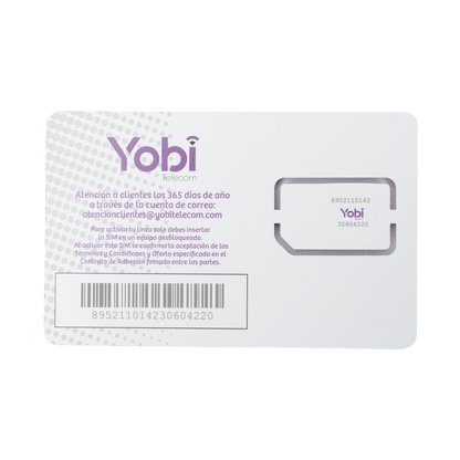 SIM Yobi para dispositivos móviles 3G/4G con recarga de 10GB cada mes durante 1 año de servicio (solo datos)