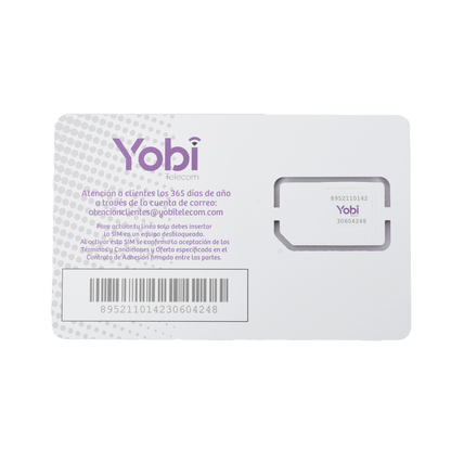 SIM Yobi para dispositivos móviles 3G/4G con recarga de 1GB cada mes durante 1 año de servicio (solo datos)