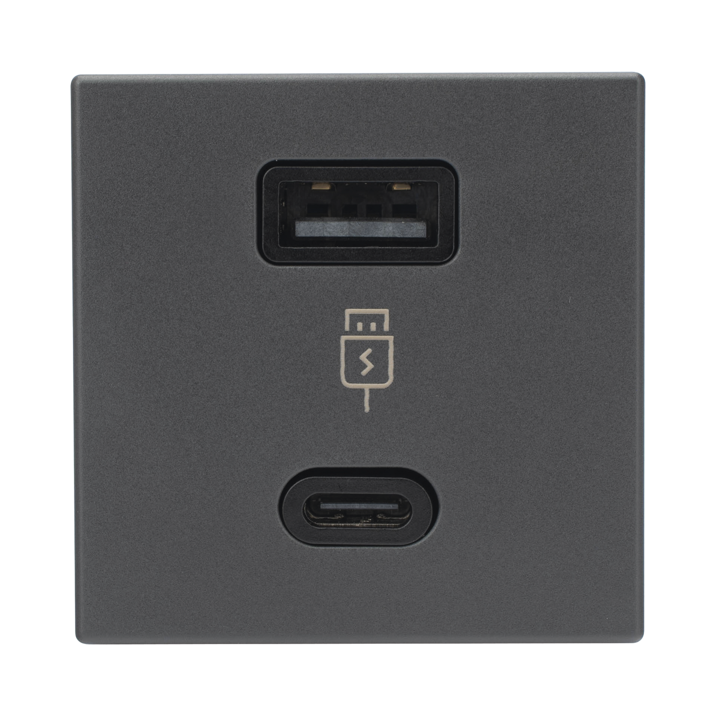 Módulo Doble USB Tipo A+C / Carga Rápida 30W / Color Grafito / Compatible con Torres y Cajas Simon / Modelo: (K126F/14)