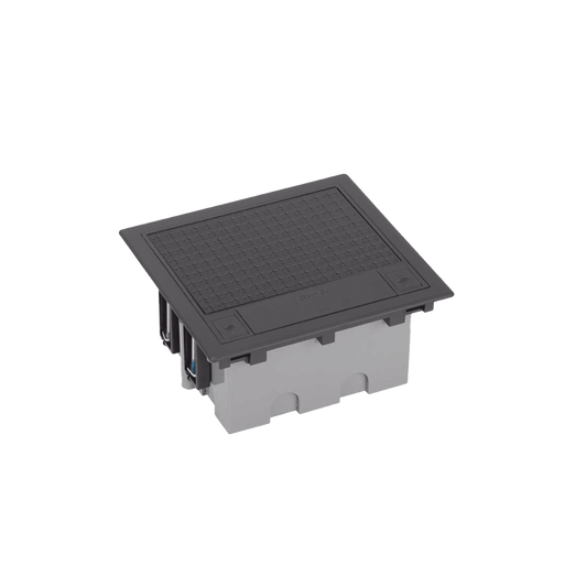 Caja de Suelo Simon Serie S / Para Voz, Datos o Contactos Eléctricos / Capacidad para 2 Módulos / Con Registro Integrado para Fijación en Concreto / Profundidad Ajustable de 70 a 100 mm (2.76 a 3.94 pulgadas) / Alta Resistencia Mecánica y Térmica