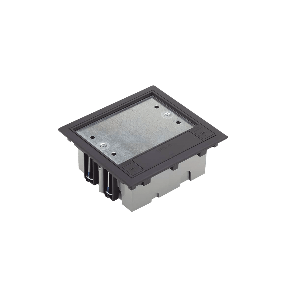 Caja de Suelo Simon Serie S / Para Voz, Datos o Contactos Eléctricos / Capacidad para 2 Módulos / Con Registro Integrado para Fijación en Concreto / Profundidad Ajustable de 70 a 100 mm (2.76 a 3.94 pulgadas) / Alta Resistencia Mecánica y Térmica