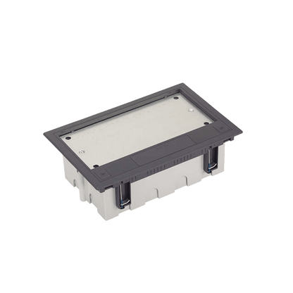 Caja Para Instalación en Pavimento para Voz, Datos o Contactos Eléctricos / Capacidad para 4 Módulos / Espacio Embellecedor en la Tapa / Profundidad Ajustable de 70 a 100 mm (2.76 a 3.94 pulgadas) / Los Módulos se Adquieren Aparte / Incluye Registro
