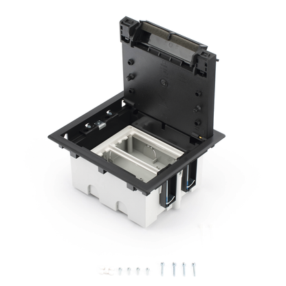 Caja Para Instalación en Piso Falso para Voz, Datos o Contactos Eléctricos / Capacidad para 2 Módulos / Espacio Embellecedor en la Tapa / Profundidad Ajustable de 90 a 120 mm (3.54 a 4.72 pulgadas) / Los Módulos se Adquieren Aparte / (SF210/14CY)