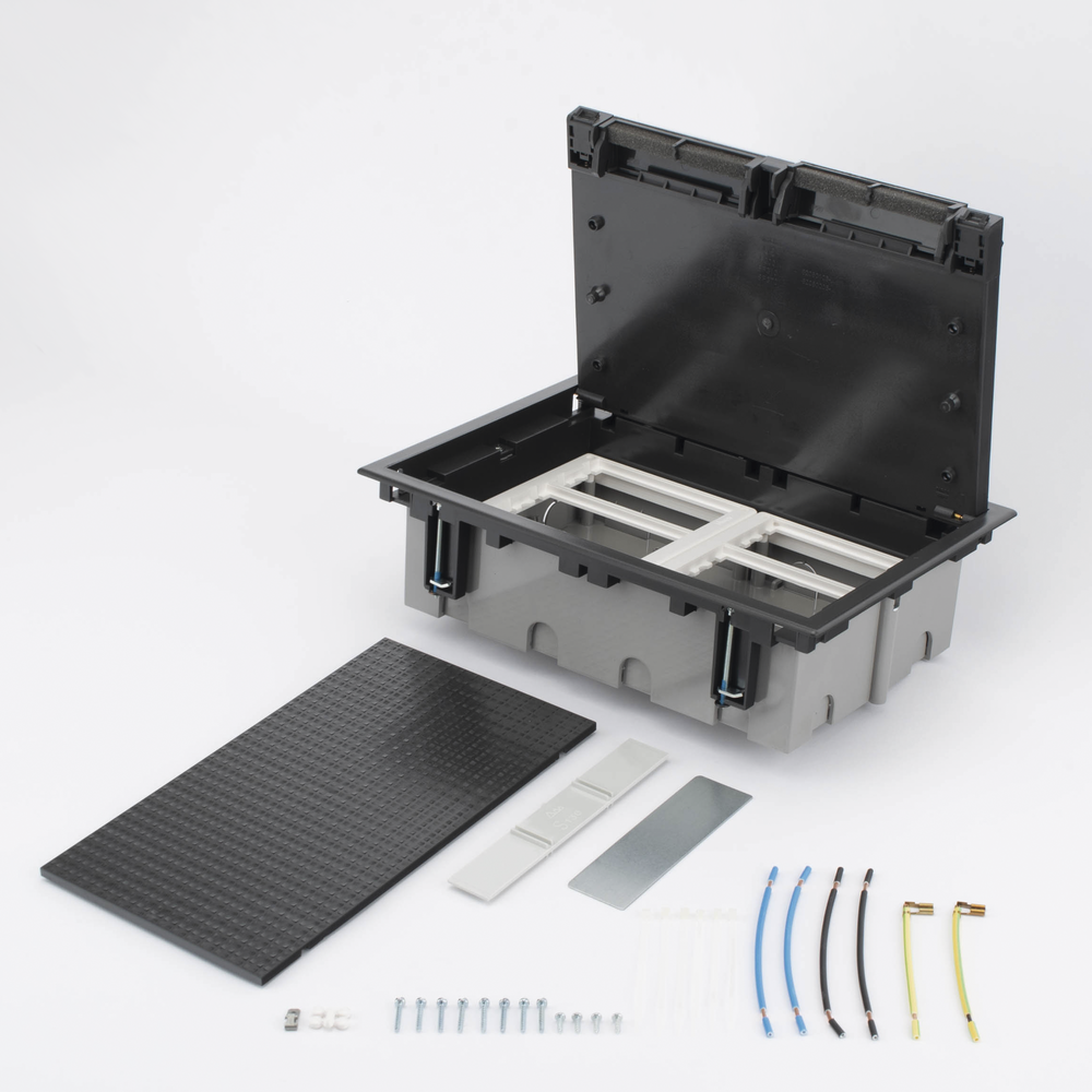 Caja Para Instalación en Piso Falso para Voz, Datos o Contactos Eléctricos / Capacidad para 6 Módulos / Espacio Embellecedor en la Tapa / Profundidad Ajustable de 90 a 120 mm (3.54 a 4.72 pulgadas) / Los Módulos se Adquieren Aparte / (SF610/14CY)