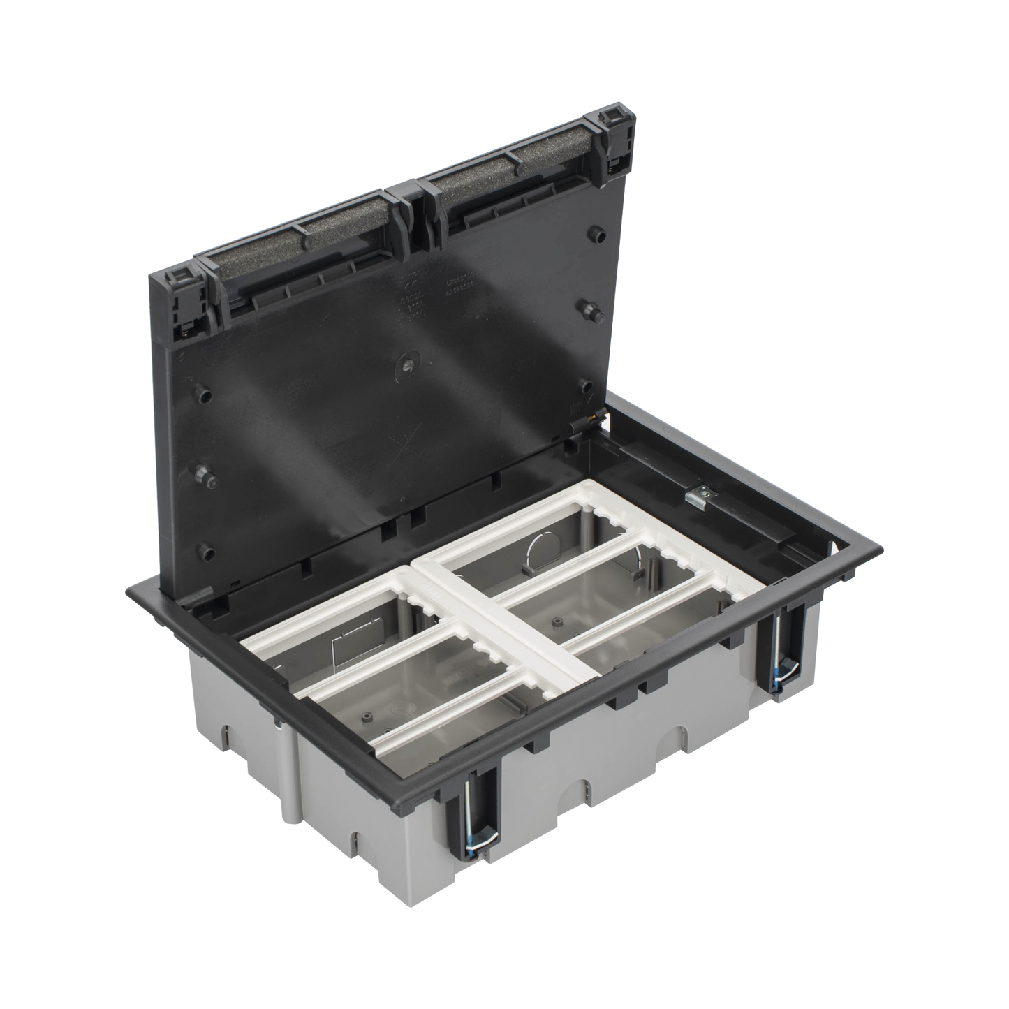 Caja Para Instalación en Piso Falso para Voz, Datos o Contactos Eléctricos / Capacidad para 6 Módulos / Espacio Embellecedor en la Tapa / Profundidad Ajustable de 90 a 120 mm (3.54 a 4.72 pulgadas) / Los Módulos se Adquieren Aparte / (SF610/14CY)