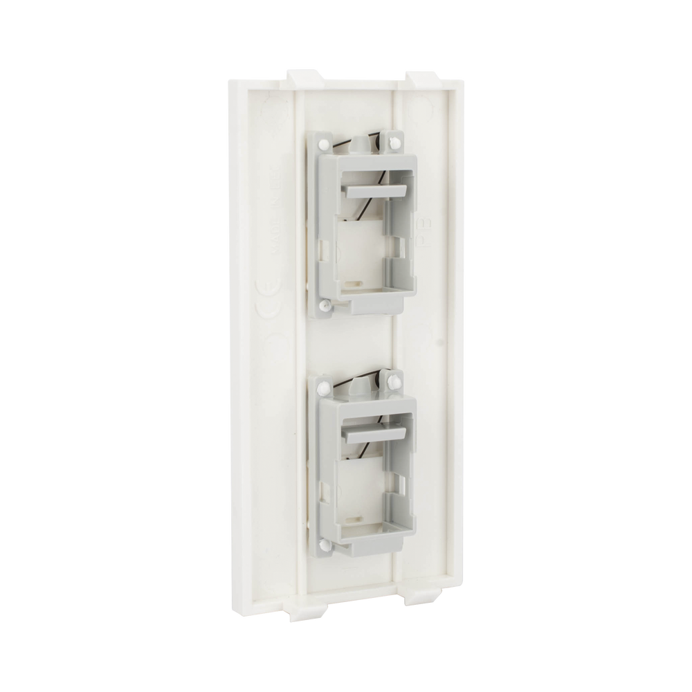 Placa Plana de Voz y Datos con Guardapolvo para 2 RJ45 / Color Blanco / 2 Puertos para Jacks Keystone / Compatible con Cajas de Pavimento SM-CPAV-2 y SM-CPAV-4 / Modelo S76B/9