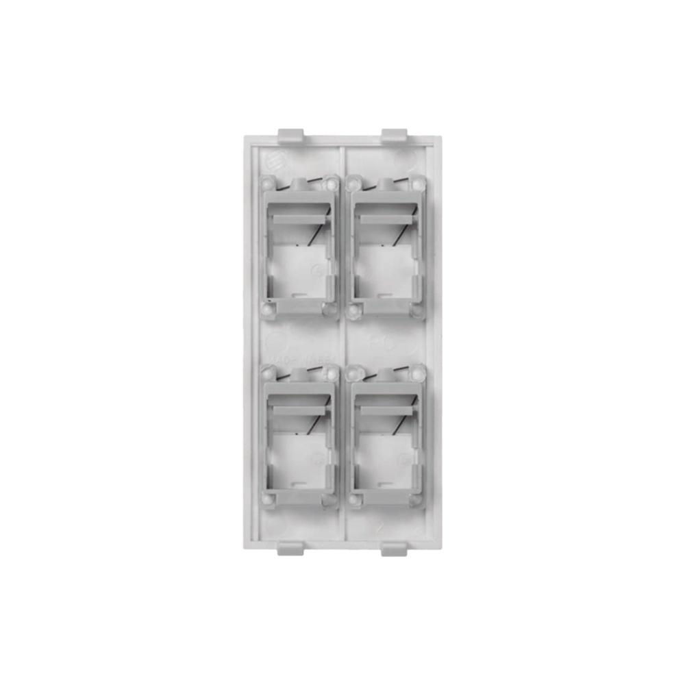 Placa Plana de Voz y Datos con Guardapolvo para 4 RJ45 / Color Blanco / 4 Puertos para Jacks Keystone / Compatible con Cajas de Pavimento SM-CPAV-2 y SM-CPAV-4 / Modelo S76C/9