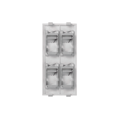 Placa Plana de Voz y Datos con Guardapolvo para 4 RJ45 / Color Blanco / 4 Puertos para Jacks Keystone / Compatible con Cajas de Pavimento SM-CPAV-2 y SM-CPAV-4 / Modelo S76C/9