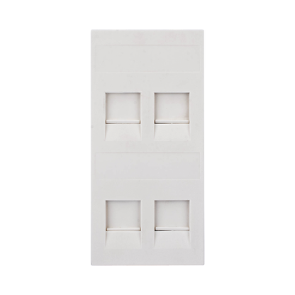 Placa Plana de Voz y Datos con Guardapolvo para 4 RJ45 / Color Blanco / 4 Puertos para Jacks Keystone / Compatible con Cajas de Pavimento SM-CPAV-2 y SM-CPAV-4 / Modelo S76C/9