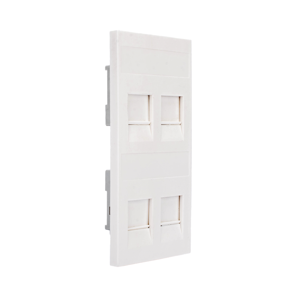 Placa Plana de Voz y Datos con Guardapolvo para 4 RJ45 / Color Blanco / 4 Puertos para Jacks Keystone / Compatible con Cajas de Pavimento SM-CPAV-2 y SM-CPAV-4 / Modelo S76C/9
