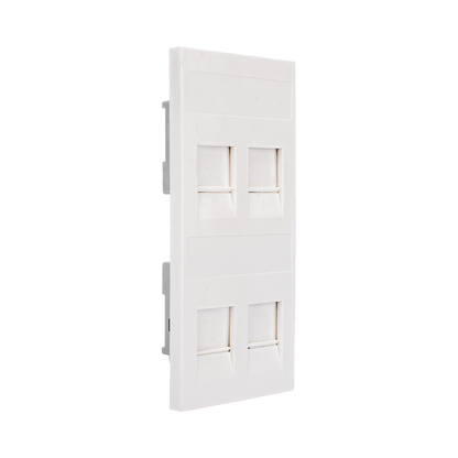 Placa Plana de Voz y Datos con Guardapolvo para 4 RJ45 / Color Blanco / 4 Puertos para Jacks Keystone / Compatible con Cajas de Pavimento SM-CPAV-2 y SM-CPAV-4 / Modelo S76C/9