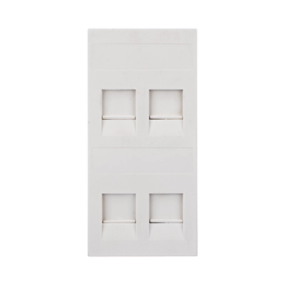 Placa Plana de Voz y Datos con Guardapolvo para 4 RJ45 / Color Blanco / 4 Puertos para Jacks Keystone / Compatible con Cajas de Pavimento SM-CPAV-2 y SM-CPAV-4 / Modelo S76C/9