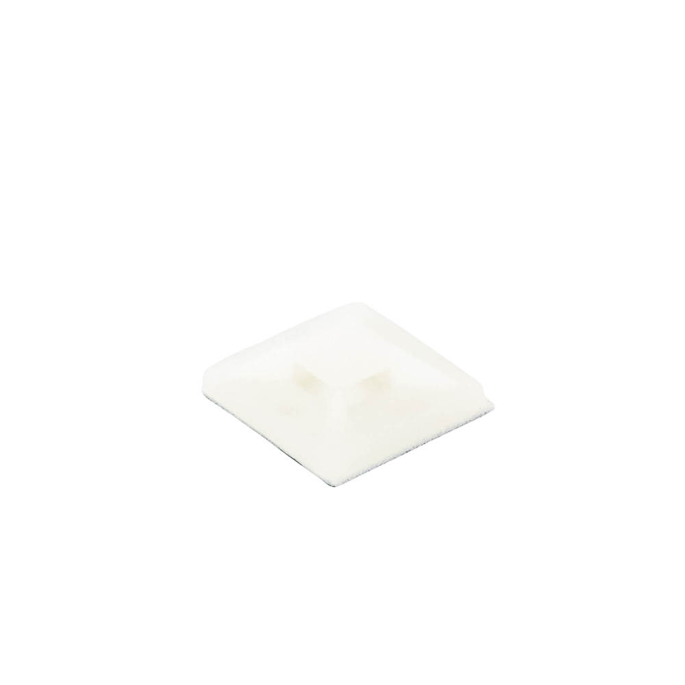 Montaje-Sujetador Adhesivo STRONGHOLD de 4 Vías de 1" x 1" x 1/4", Color Natural,  Nylon 6.6 Retardante de Llamas V-2, Paquete de 100pz