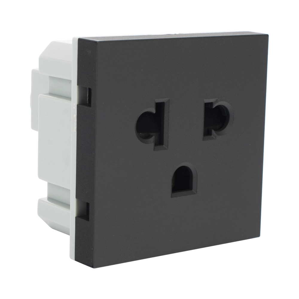 Módulo para Tomacorriente Euroamericano / Color Grafito / 45x45 mm (1.77 x 1.77 Pulgadas) / Compatible con Torres y Cajas para Escritorio de la Marca Simon