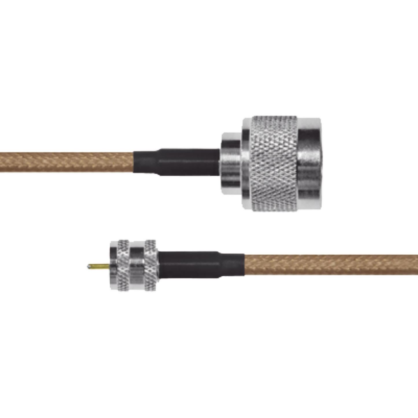 Jumper de Cable Coaxial RG-142/U de 180 cm y Conectores N Macho a Mini-UHF Macho.