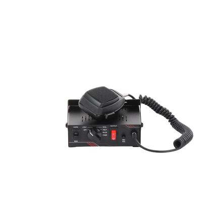 Sirena Vehicular de 100W de Potencia, Con Switch Giratorio de 6 posiciones y Micrófono Integrado de Uso Rudo