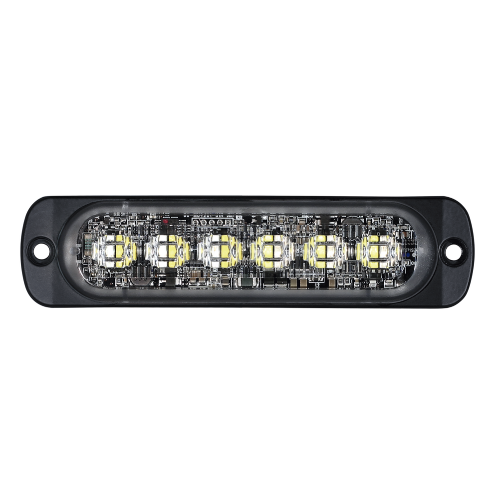 Luz Auxiliar de 12 LED, Rojo/Azul, SAE, Bisel Negro, Lente Transparente
