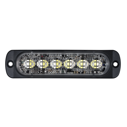 Luz Auxiliar de 12 LED, Rojo/Azul, SAE, Bisel Negro, Lente Transparente