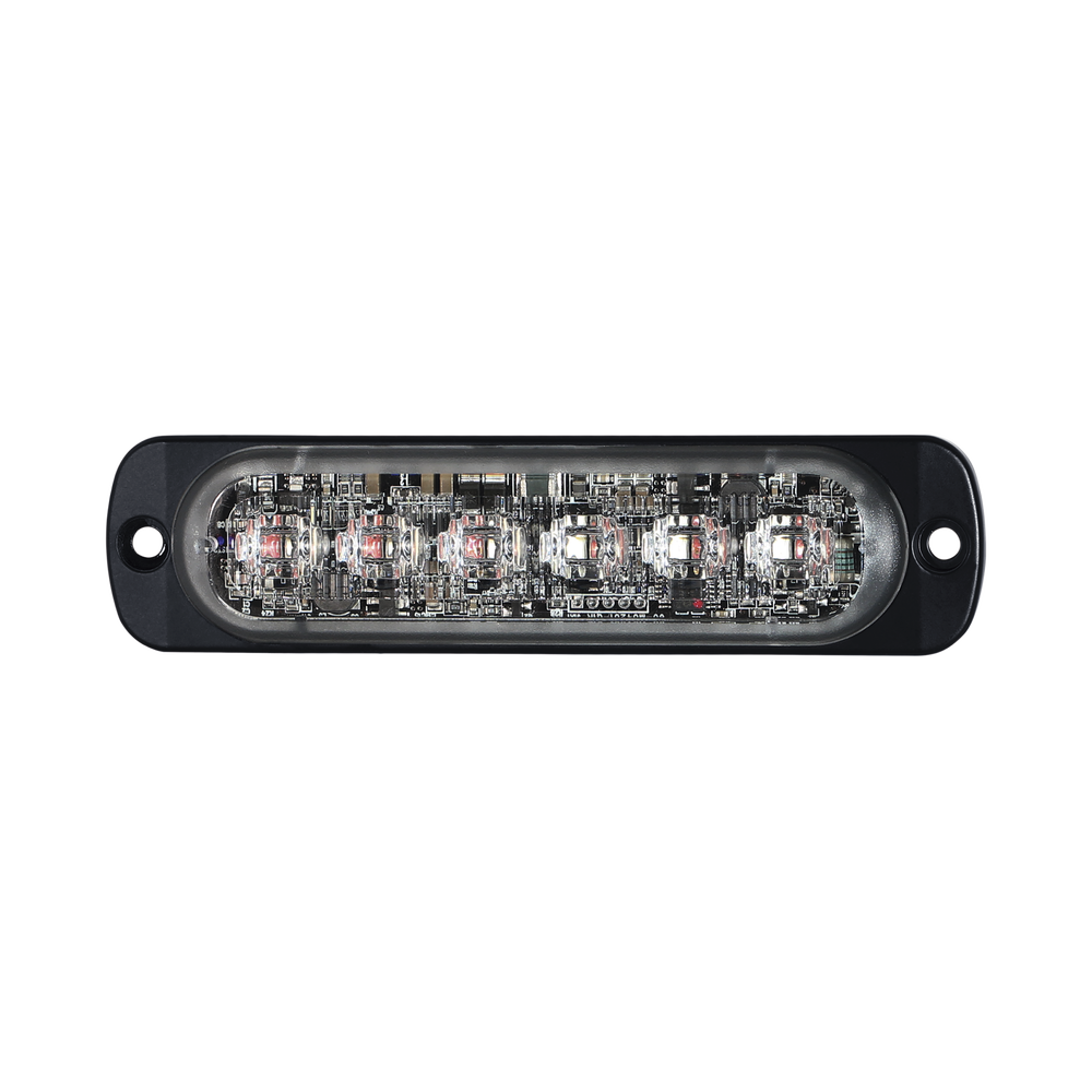 Luz Auxiliar de 12 LED, Rojo/Azul, SAE, Bisel Negro, Lente Transparente