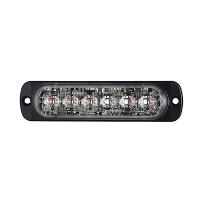 Luz Auxiliar de 12 LED, Rojo/Azul, SAE, Bisel Negro, Lente Transparente