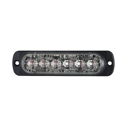 Luz Auxiliar de 12 LED, Rojo/Claro, SAE, Bisel Negro, Lente Transparente