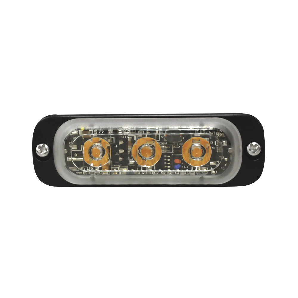 Luz Auxiliar de 3 LED, Ambar, SAE, 12-24 Vcd, Lente transparente