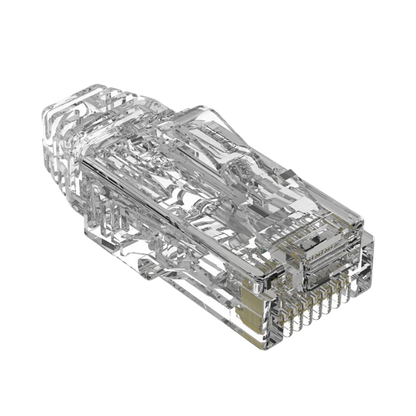Plug RJ45 Cat6/6A, Para Cable UTP de Calibre 28 AWG (Diámetro Reducido), Chapado en Oro de 50 Micras, Paquete de 100 Piezas