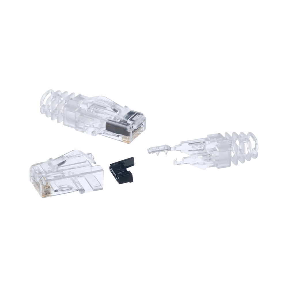 Plug RJ45 Cat6 de 3 Piezas, Para Cable UTP de Calibre 23-24 AWG, Chapado en Oro de 50 micras, Paquete de 100 Piezas
