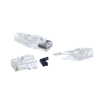 Plug RJ45 Cat6 de 3 Piezas, Para Cable UTP de Calibre 23-24 AWG, Chapado en Oro de 50 micras, Paquete de 100 Piezas