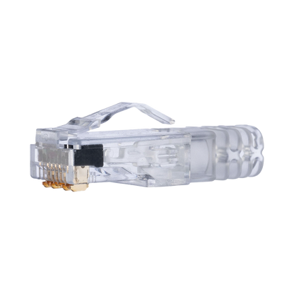 Plug RJ45 Cat6 de 3 Piezas, Para Cable UTP de Calibre 23-24 AWG, Chapado en Oro de 50 micras, Paquete de 100 Piezas