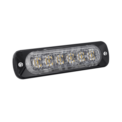 Luz Auxiliar de 6 LED, Ambar, Bisel Negro, Lente Transparente