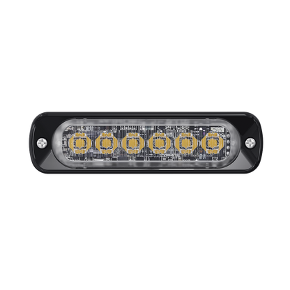 Luz Auxiliar de 6 LED, Ambar, Bisel Negro, Lente Transparente