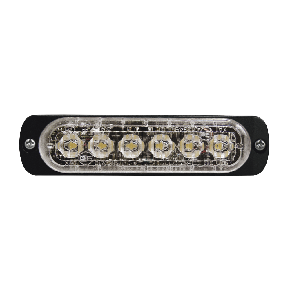 Luz Auxiliar de 6 LED, Ambar, Bisel Negro, Lente Transparente