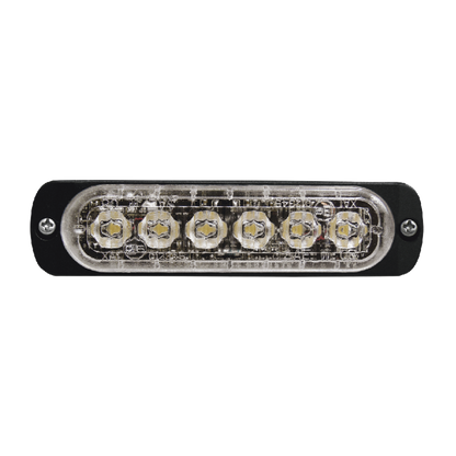 Luz Auxiliar de 6 LED, Ambar, Bisel Negro, Lente Transparente