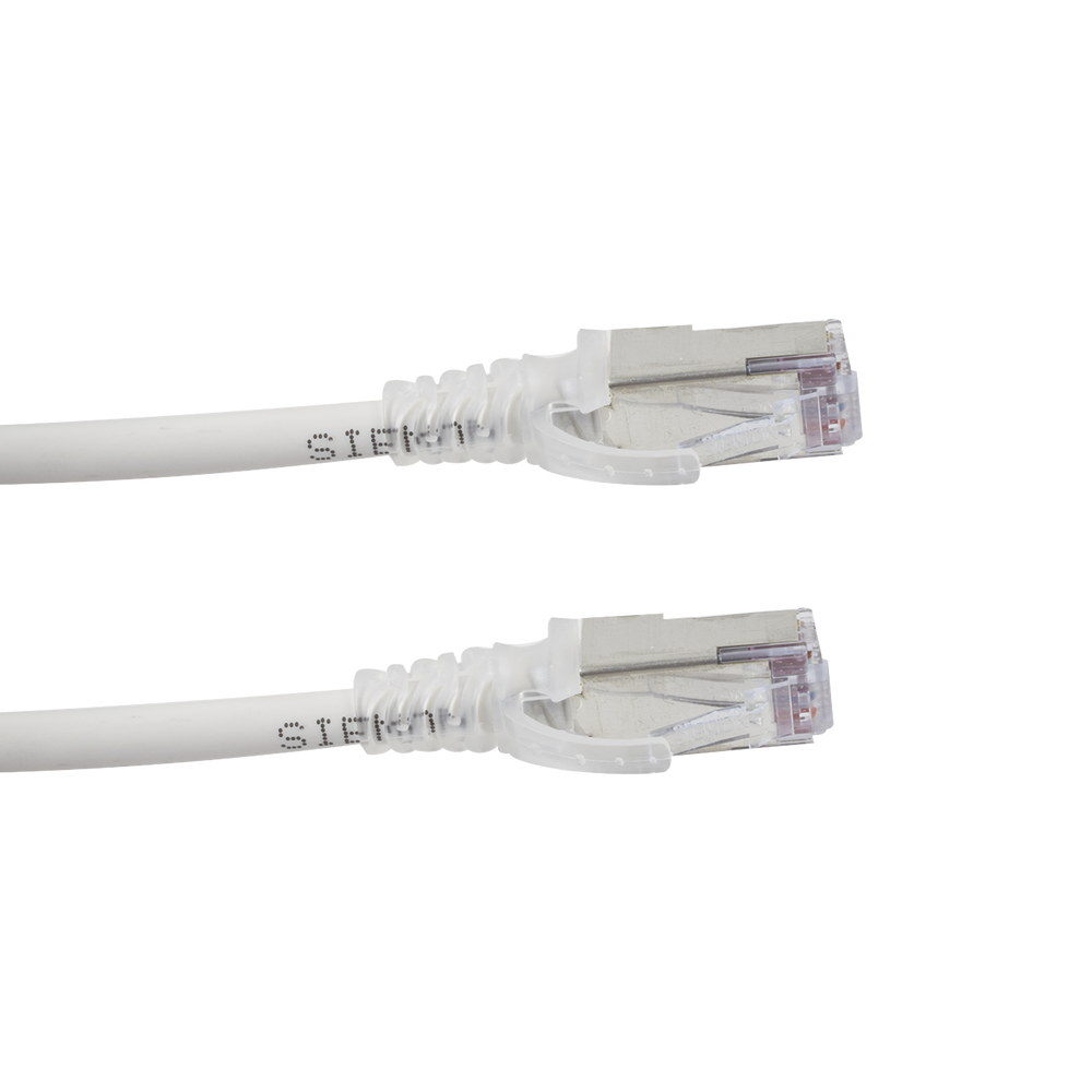 Patch Cord Skinny Cat6A Blindado S/FTP, 1.52 Metros (5 Pies), Diámetro Reducido 28 AWG, Color Blanco