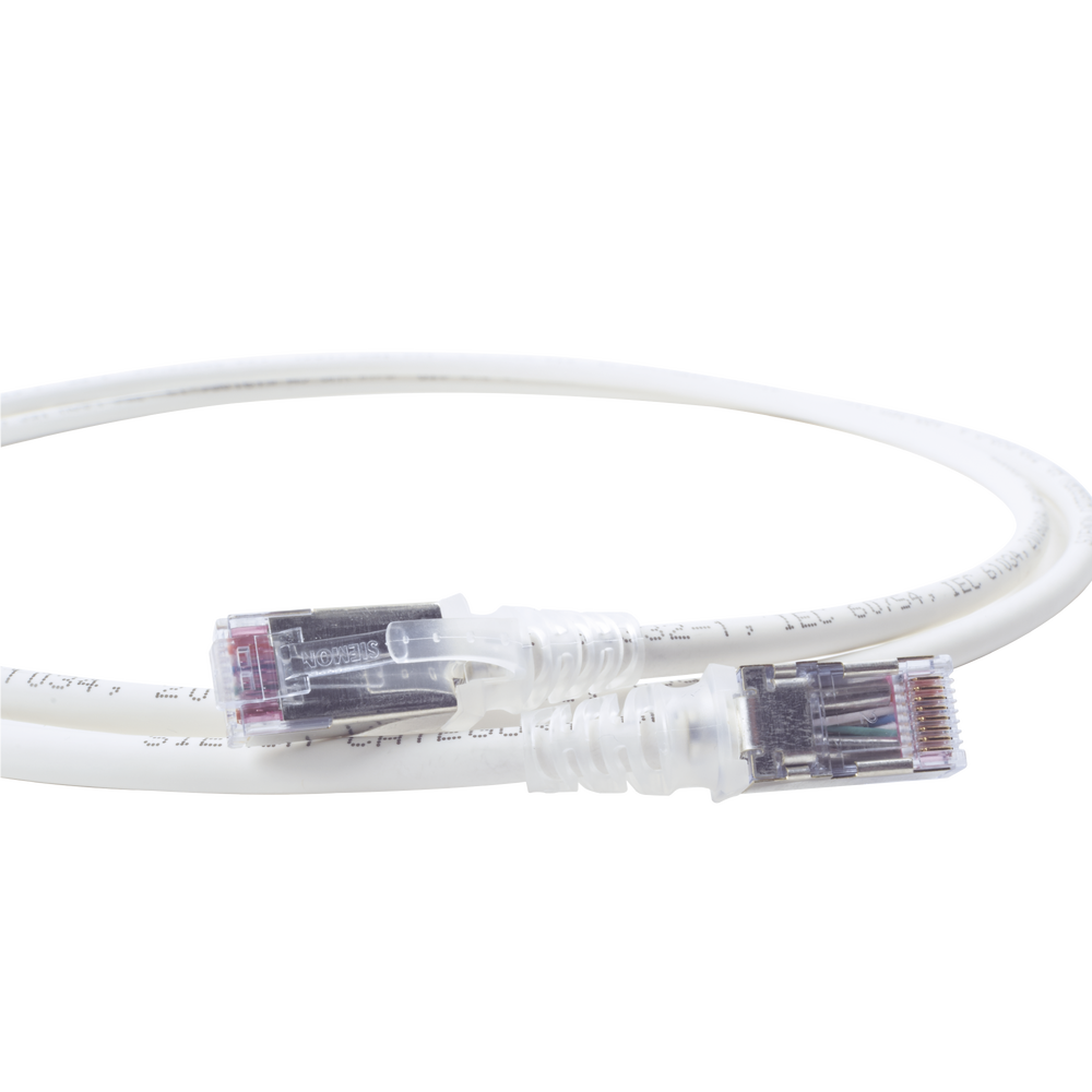 Patch Cord Skinny Cat6A Blindado S/FTP, 1.52 Metros (5 Pies), Diámetro Reducido 28 AWG, Color Blanco
