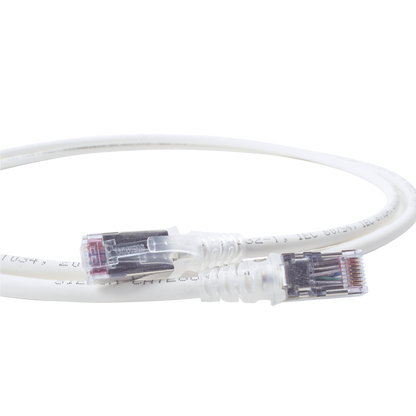 Patch Cord Skinny Cat6A Blindado S/FTP, 1.52 Metros (5 Pies), Diámetro Reducido 28 AWG, Color Blanco