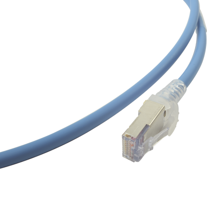 Patch Cord Skinny Cat6A Blindado S/FTP, 1.52 Metros (5 Pies), Diámetro Reducido 28 AWG, Color Azul