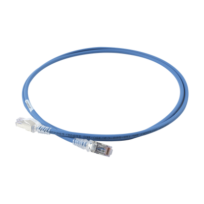Patch Cord Skinny Cat6A Blindado S/FTP, 1.52 Metros (5 Pies), Diámetro Reducido 28 AWG, Color Azul