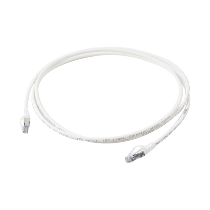 Patch Cord Skinny Cat6A Blindado S/FTP, 2.13 Metros (7 Pies), Diámetro Reducido 28 AWG, Color Blanco