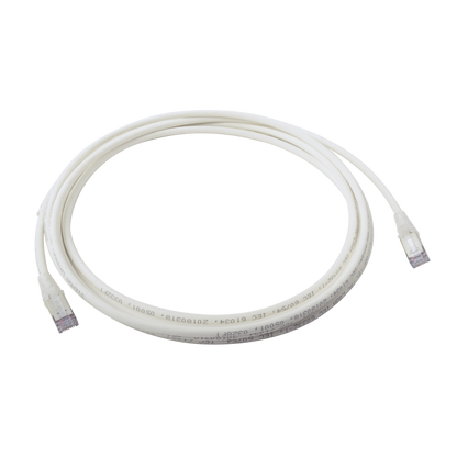 Patch Cord Skinny Cat6A Blindado S/FTP, 3.05 Metros (10 Pies), Diámetro Reducido 28 AWG, Color Blanco