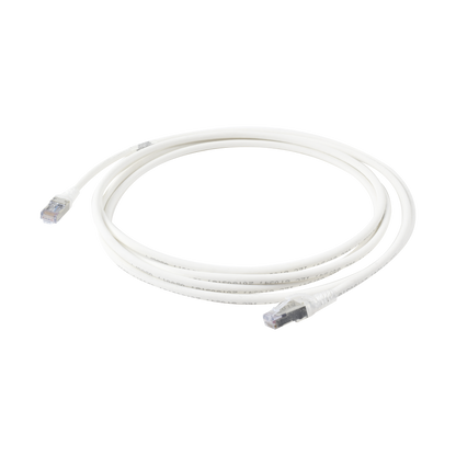 Patch Cord Skinny Cat6A Blindado S/FTP, 3.05 Metros (10 Pies), Diámetro Reducido 28 AWG, Color Blanco