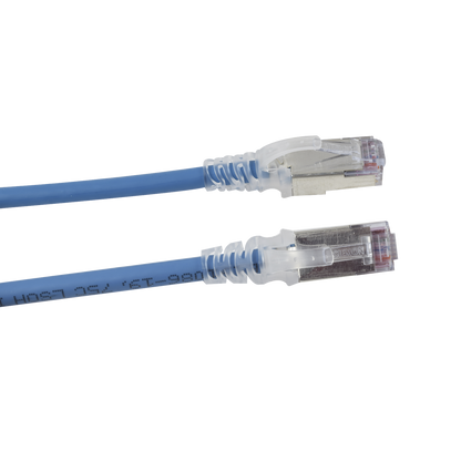 Patch Cord Skinny Cat6A Blindado S/FTP, 3.05 Metros (10 Pies), Diámetro Reducido 28 AWG, Color Azul
