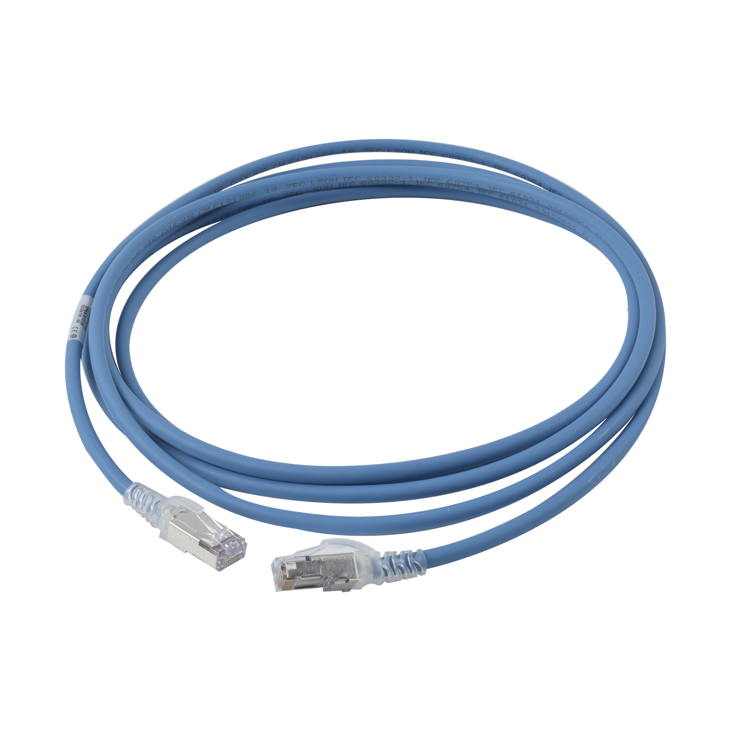 Patch Cord Skinny Cat6A Blindado S/FTP, 3.05 Metros (10 Pies), Diámetro Reducido 28 AWG, Color Azul