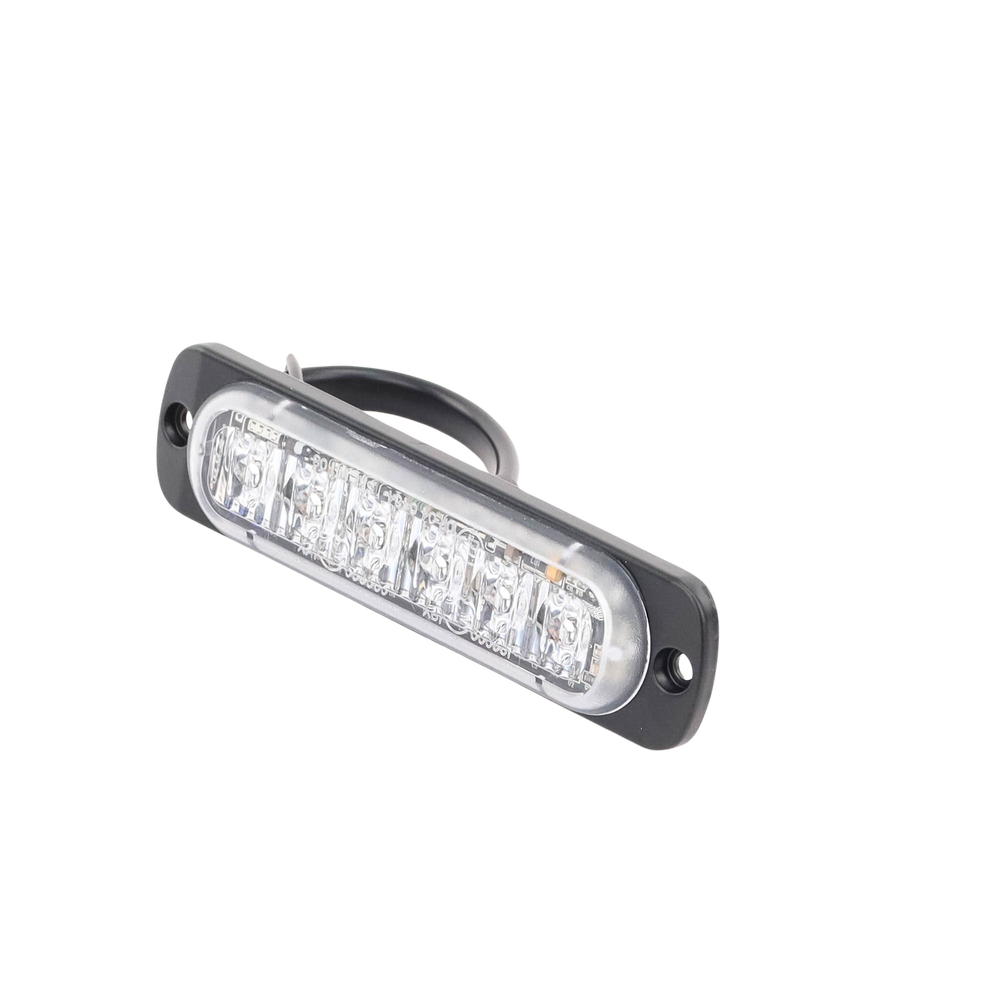 Luz Auxiliar de 6 LED, Azul, Bisel Negro, Lente Transparente