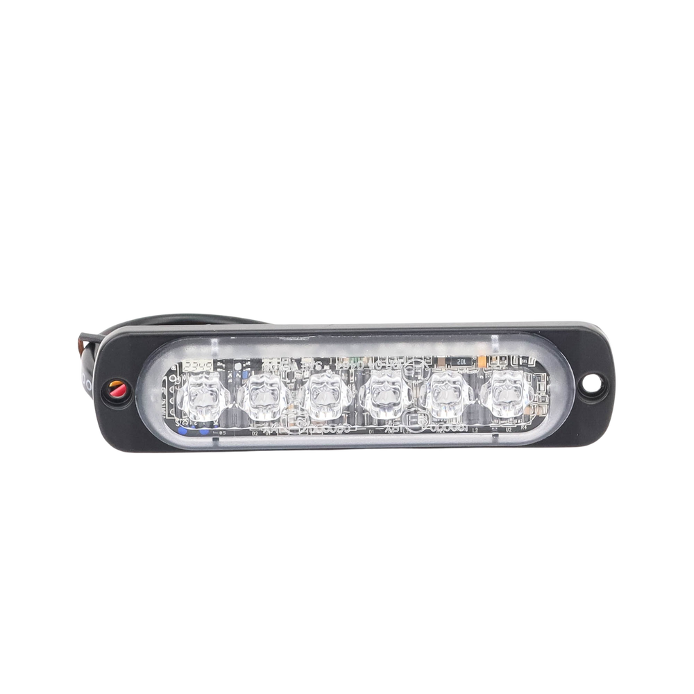 Luz Auxiliar de 6 LED, Azul, Bisel Negro, Lente Transparente