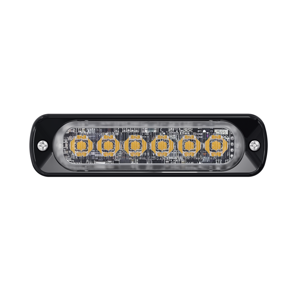 Luz Auxiliar de 6 LED, Roja, Bisel Negro, Lente Transparente