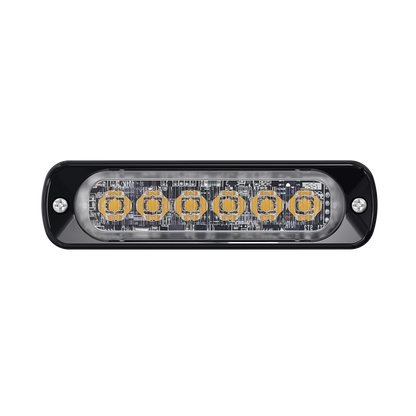 Luz Auxiliar de 6 LED, Roja, Bisel Negro, Lente Transparente