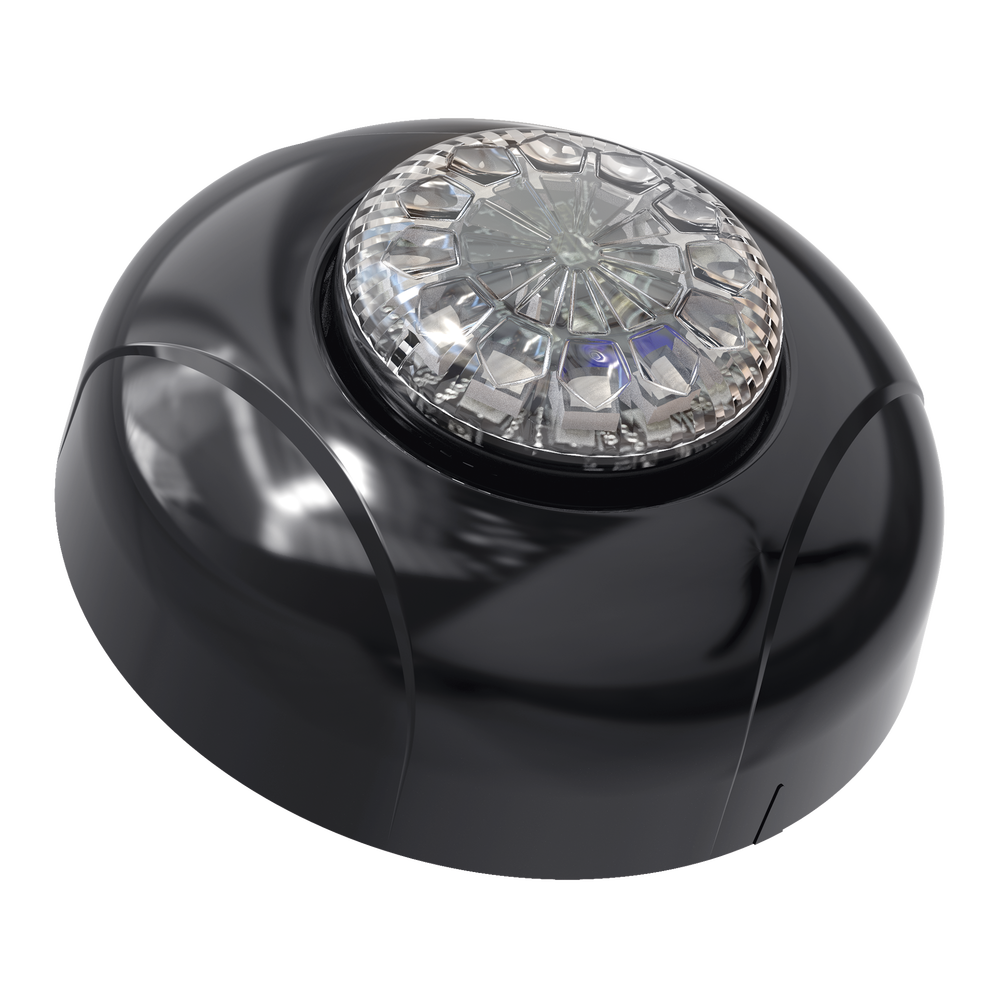 Estrobo Oculto de 12 LED, Brida negra, 12 Vcd, Rojo/Azul, Lente transparente